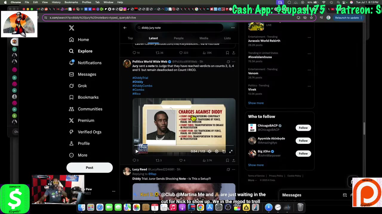 Verdicts Reached in Diddy Trial on Counts 2,3,4,5, Jay Z Suit Dismissed, Cartel Civil War