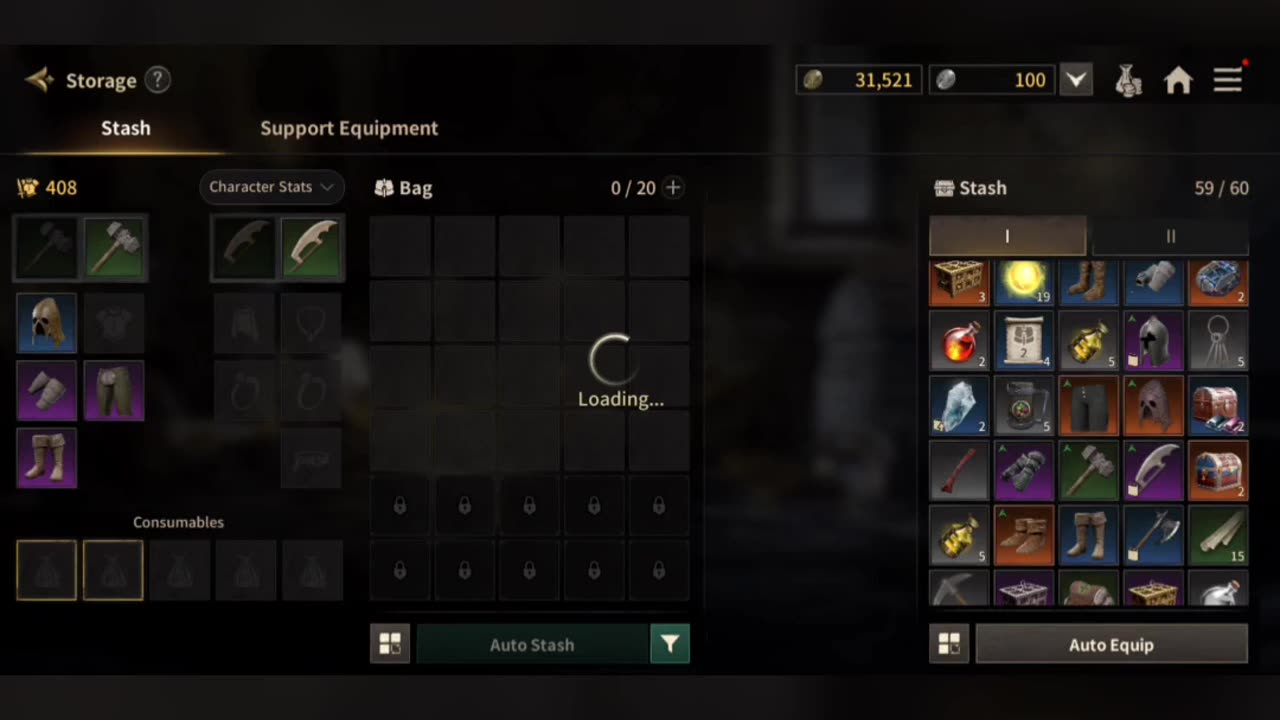 Inventory review on Dark and Darker Mobile