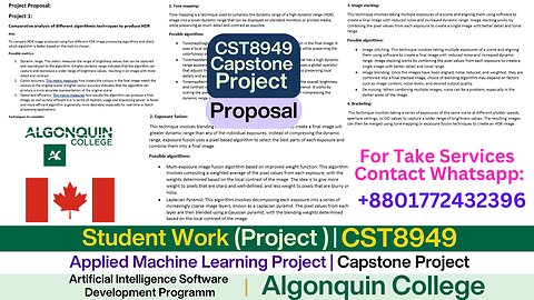 Client Work (Project) | CST8949 | project proposal Applied ML Capstone | AI Software Dev |Algonquin