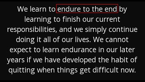 "Endure to the end"; Mormon, Calvinist and Catholic; the same poison!