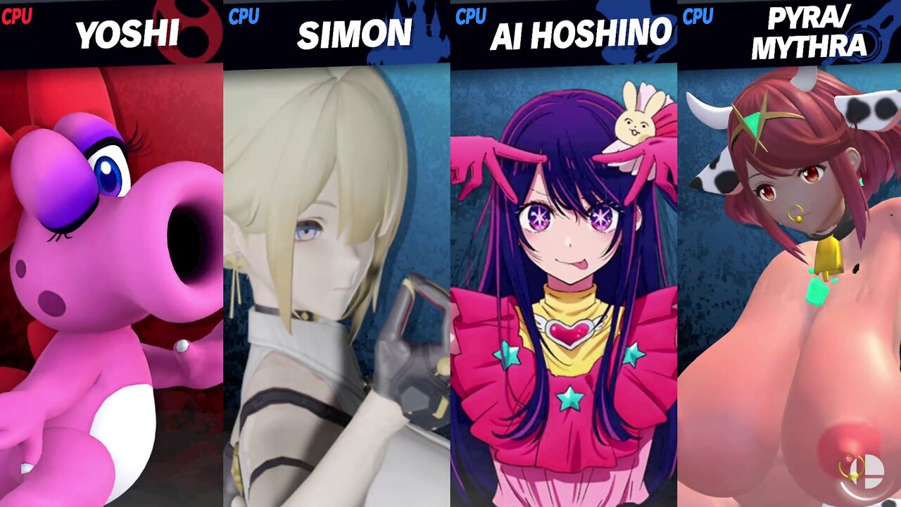 Birdo vs Evelyn & Ai & Cow Pyra/Mythra [MAKI Member Request NSFW Rumble Exclusive]