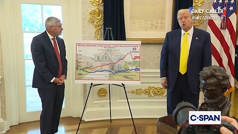 President Trump and Economist Stephen Moore Showcase Economic Charts in Oval Office