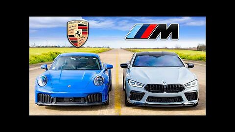 Porsche 911 Hybrid v BMW M8 Comp_ DRAG RACE