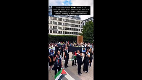 Stockholm holds funeral for journalists,children & thousands killed in #Gaza bombings #protest #japd