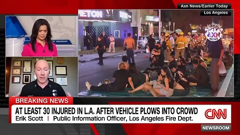 At least 30 hurt after vehicle strikes LA crowd. The driver was then shot by bystander, police say.