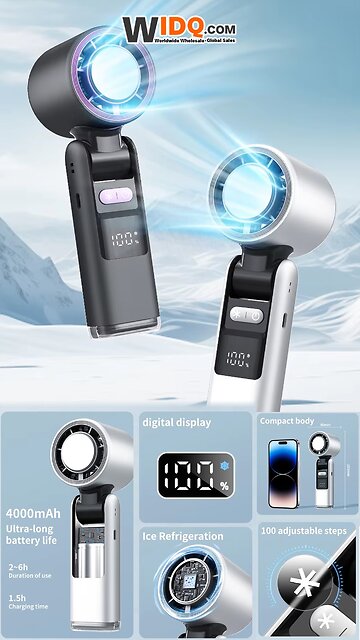 ❄️ Portable Ice Fan – 100 Speeds, Ice-Ceramic Cooling & All-Day Chill! 🌬️