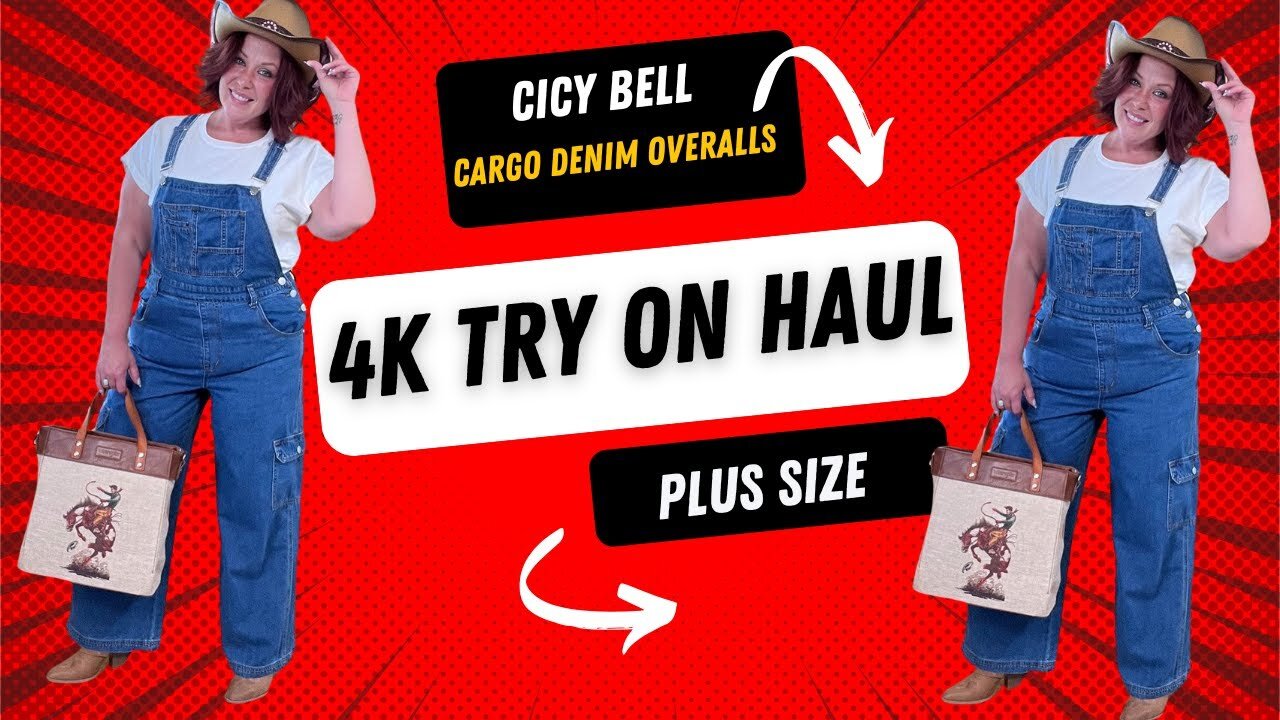 #plussize Try-On Haul: Cicy Bell Cargo Denim Overalls Styled in a Fun Western #amazonfashion Look