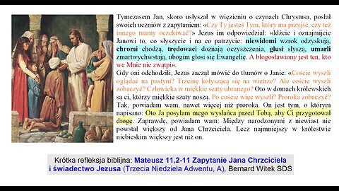 Mateusz 11,2-11 Zapytanie Jana Chrzciciela i świadectwo Jezusa