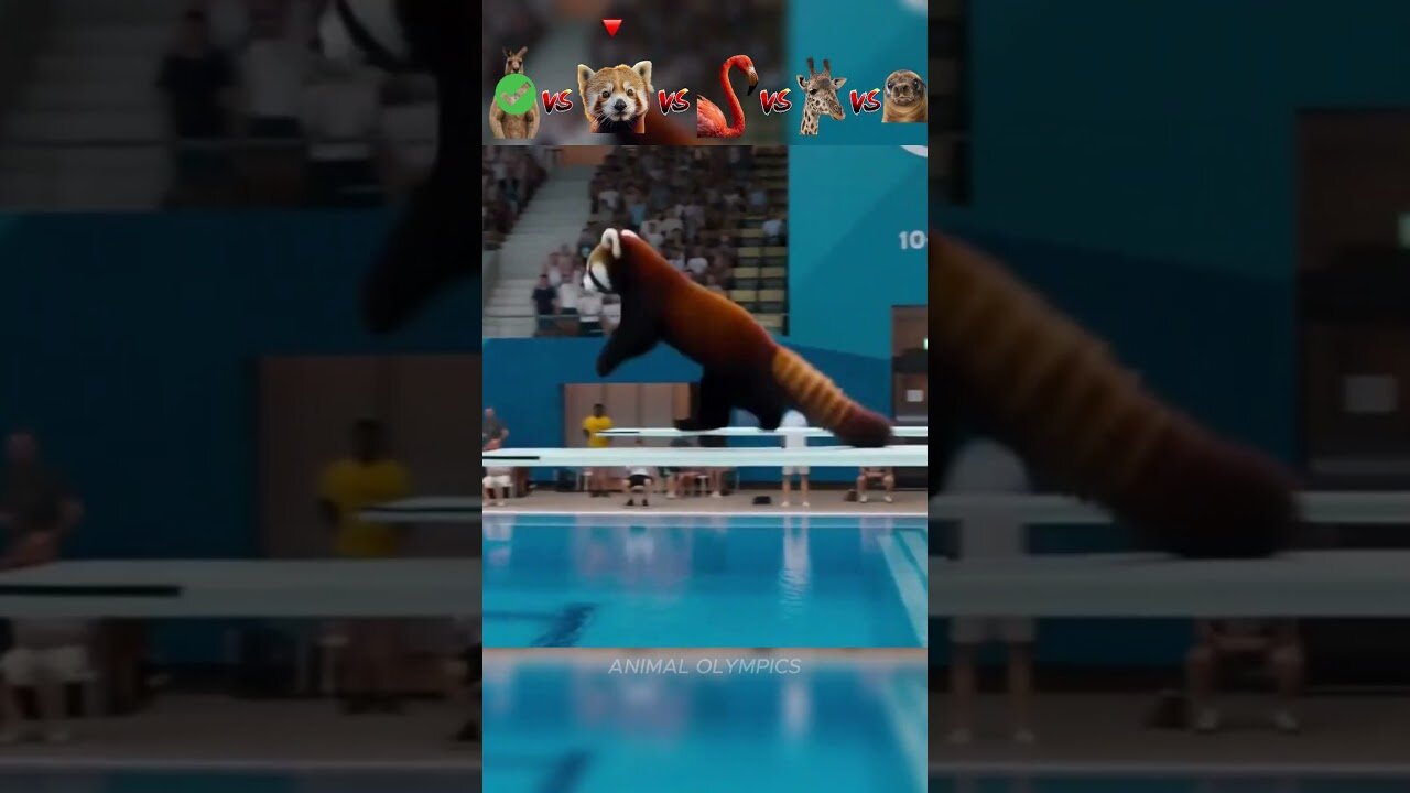 Kangaroo vs Racoon vs Flamingo vs Giraffe vs Seal-Olympic Diving Challenge