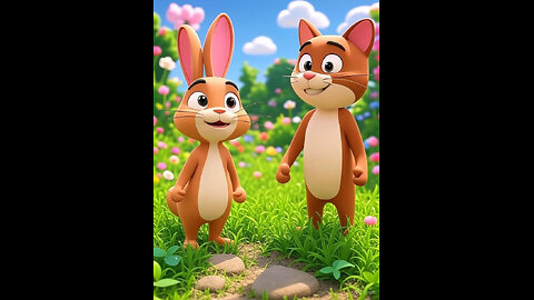 What Happens When a Rabbit Meets a Cat?#Short#Viral#Cartoon#,
