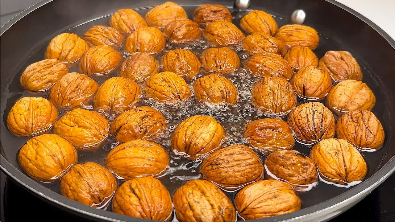 Throw the walnuts into boiling water!