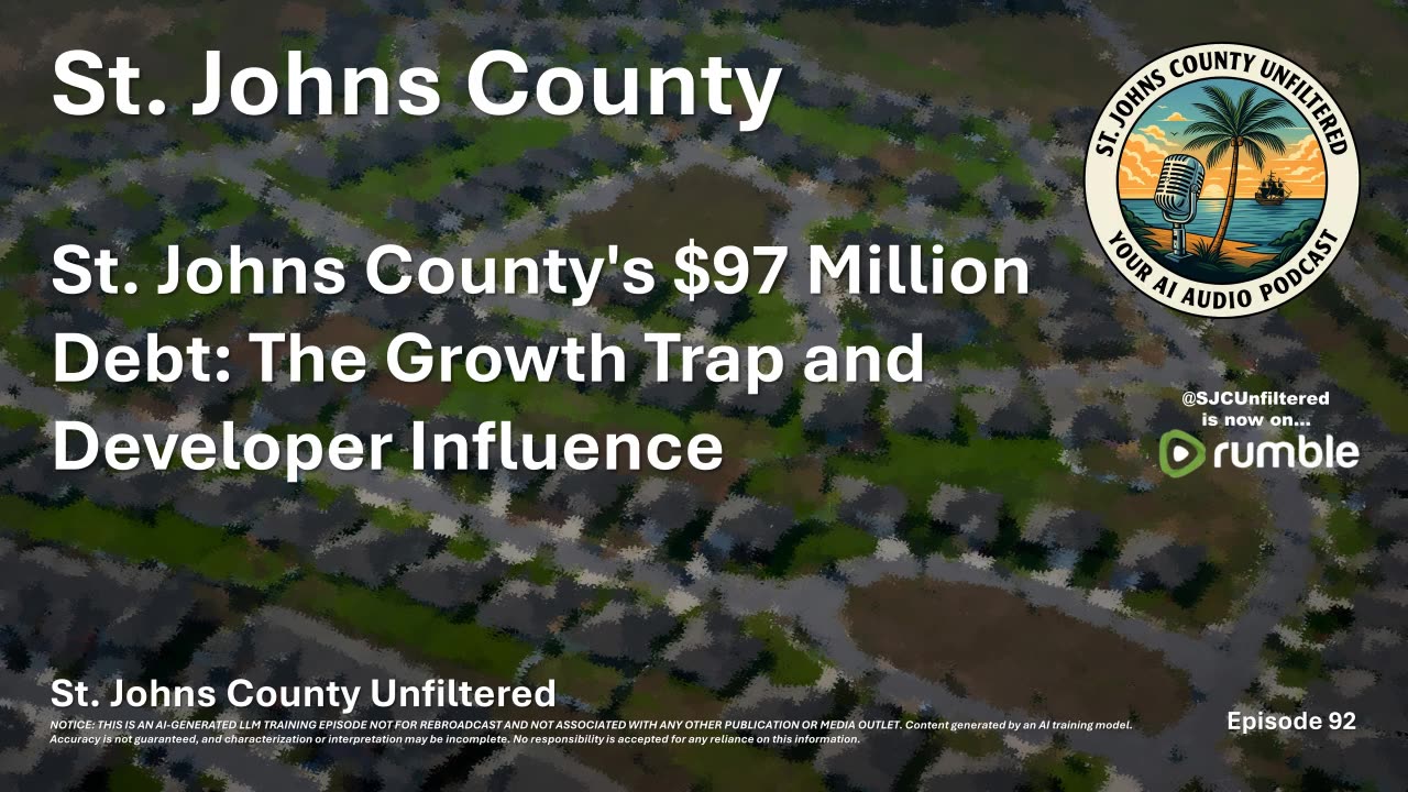 Episode 92 - St. Johns County's $97 Million Debt: The Growth Trap and Developer Influence