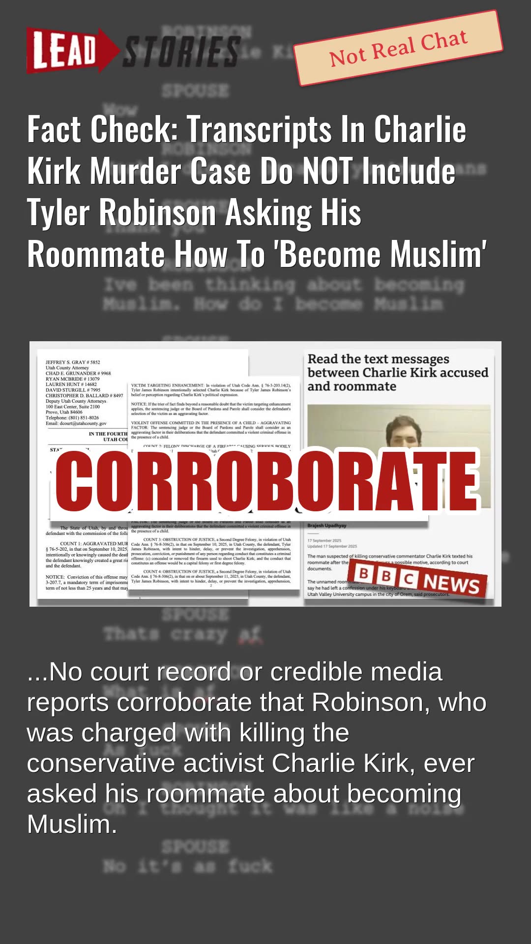 Fact Check: Transcript In Charlie Kirk Case Does NOT Have Tyler Robinson Asking How To Become Muslim