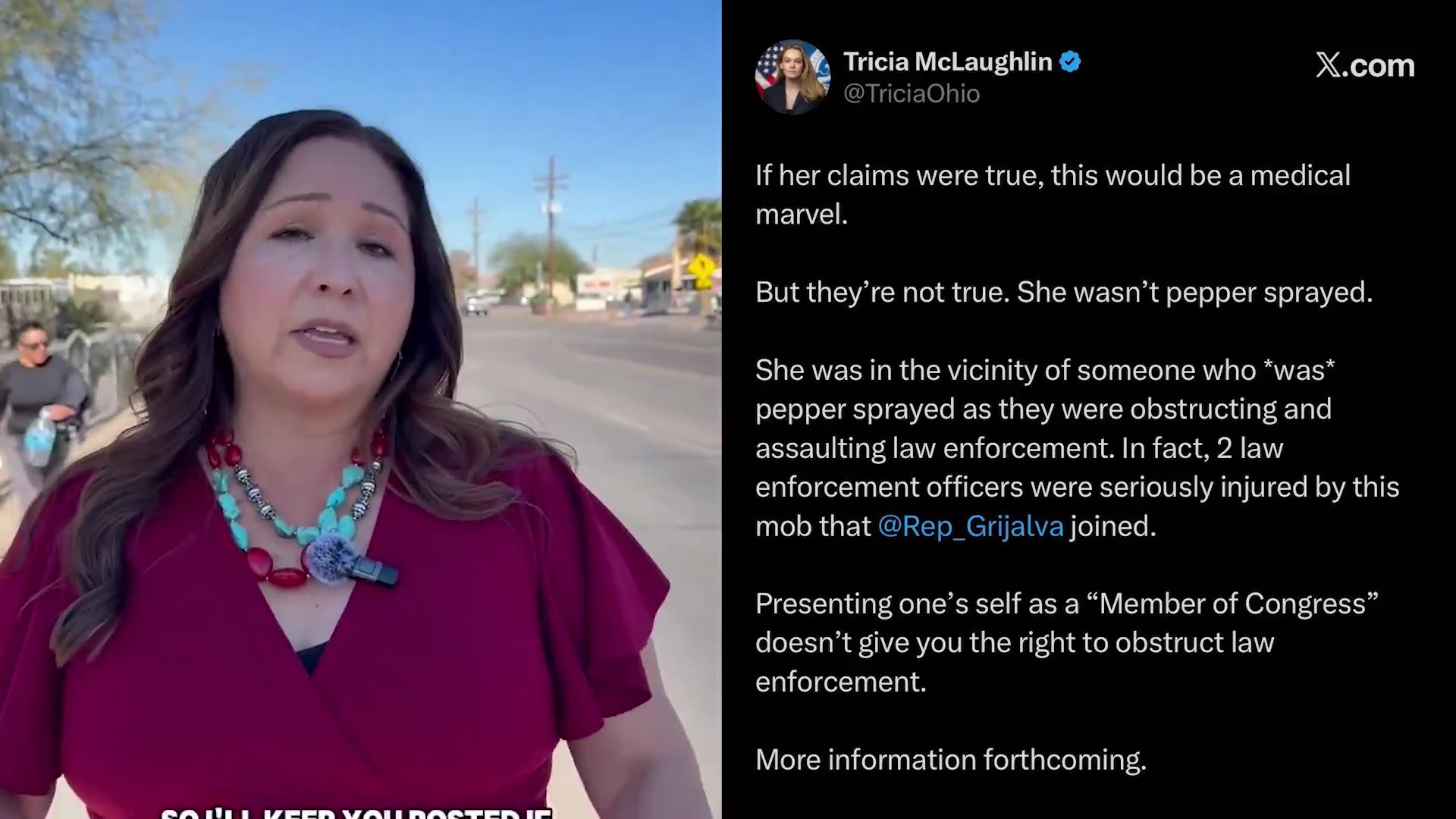 Dem Rep. Adelita Grijalva LYING about being pepper sprayed by ICE Agents