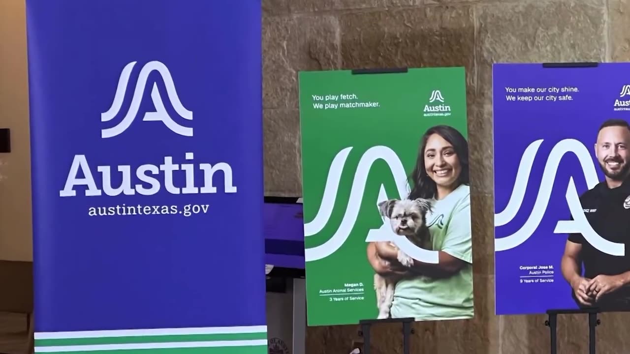 This is a real video of the city of Austin proudly unveiling a $1.1 million rebrand