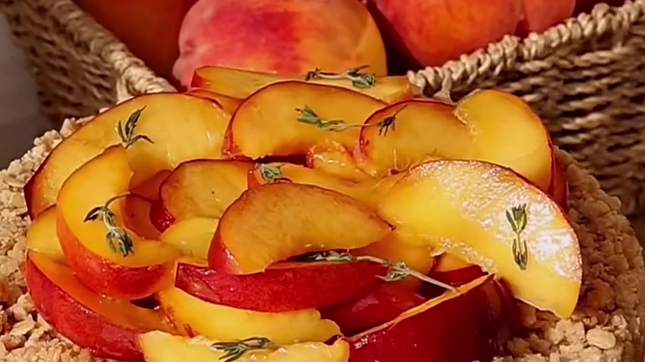 Peach fruit Crumble cheese cake recipe