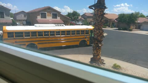 (726) 2016 Thomas Freightliner SAF-T-LINER HDX #T251 leaving my house 7/18/2025