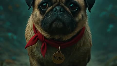 poor pug was throwed out the air plane