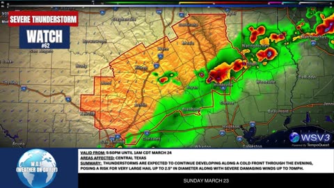 🌩️ Severe Thunderstorm Watch #62: Central TX Hail/Wind! 3/23 #shorts #severeweather