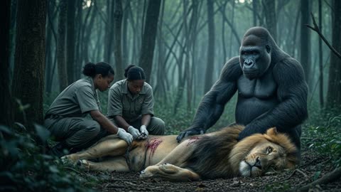 Gorilla Rescues Lion Unlikely Friendship in Africa
