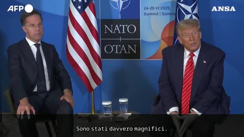 NOTIZIE DAL MONDO Trump:'I raid in Iran come Hiroshima e Nagasaki,hanno chiuso la guerra' ha dichiarato Donald Trump all'assemblea NATO svolta a Den Haag,Paesi Bassi il 24-25 giugno 2025