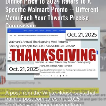 Fact Check: White House Comparing 2025 Thanksgiving Walmart Dinner Price To Specific 2024 Promo