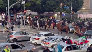 Police on horseback in Downtown Los Angeles.
