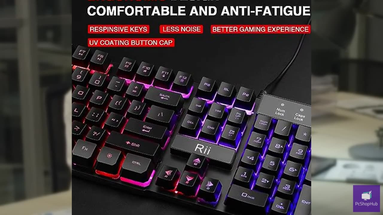 Rii RK100+ Multiple Color Rainbow LED Backlit Large Size USB Wired Mechanical Fe