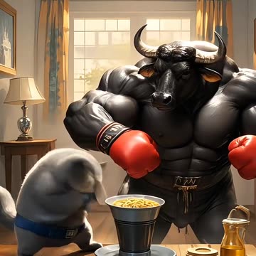 Big cat and bull funny fight 😂