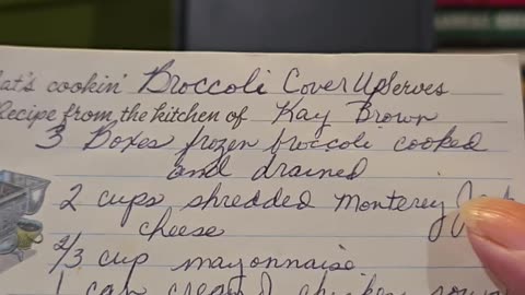 Recipe for Broccoli Cover up Vintage recipe card