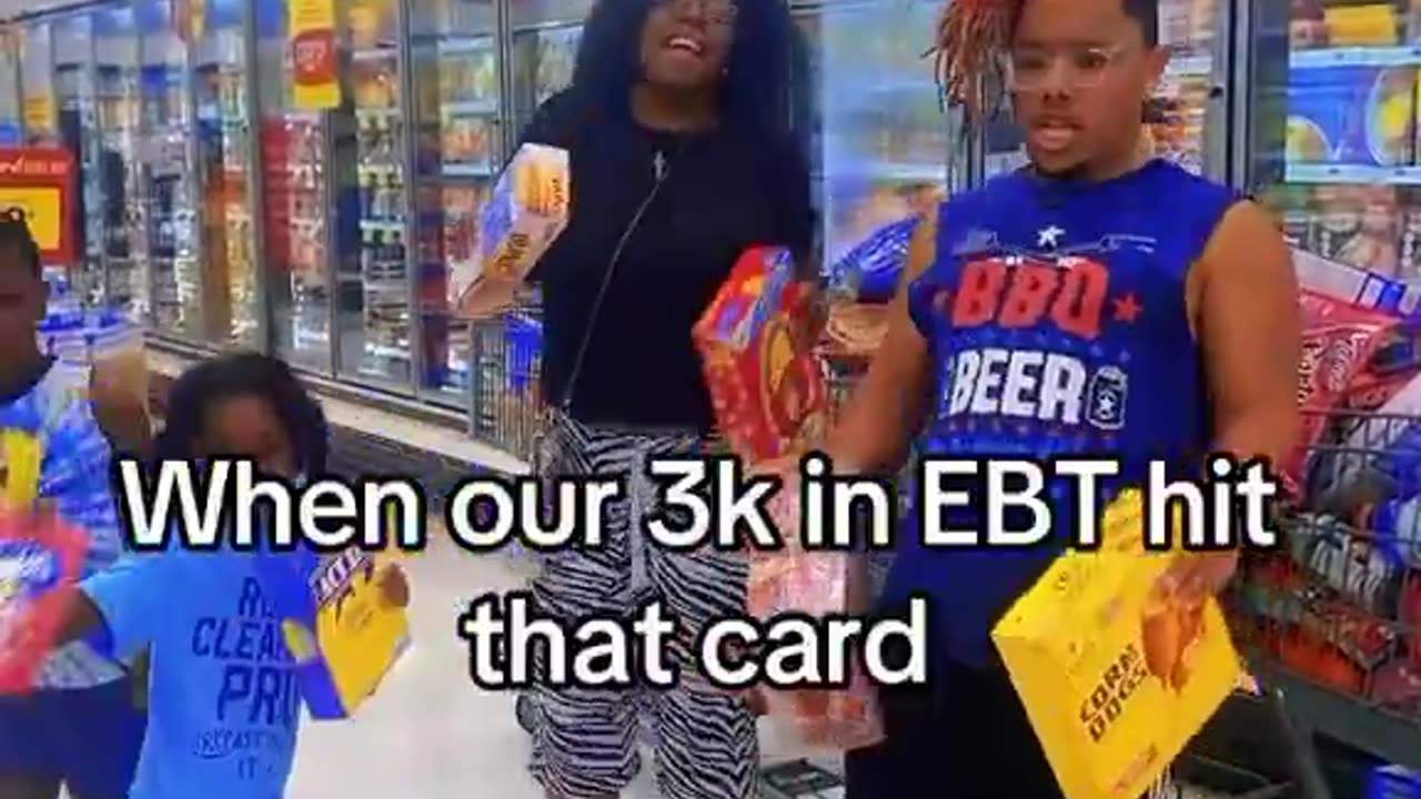 A family dances after getting 3k on their EBT card