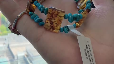 250529-10 Turquoise & Amber Bracelet: Time’s Symphonic Poem on the Wrist
