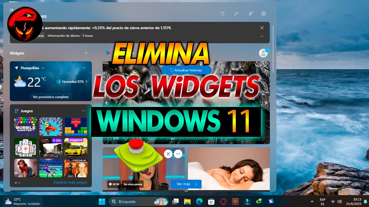 COMO ELIMINAR WIDGETS EN WINDOWS 11 PARA SIEMPRE TRUCO FACIL y RAPIDO ALIENDELTA-X