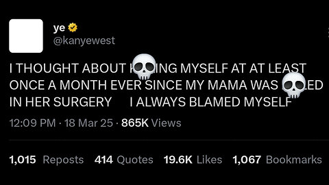 Ye (Kanye West) with a dark confession about his mama