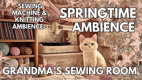 🪡 Grandma’s Sewing Room Ambience | Purring, Sewing, Knitting & Warm Spring Day | Springtime 4K ASMR