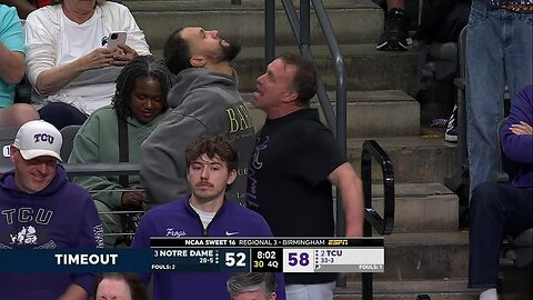 😂 Hailey Van Lith's dad HYPE after 3 pointer | TCU vs Notre Dame NCAA Women's Basketball Tournament