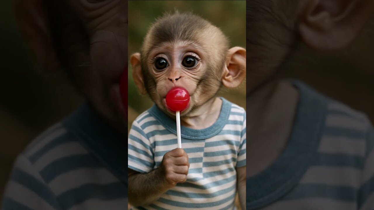 Baby Monkey Tastes a Lollipop… Then Bursts Into Laughter! 🍭😂