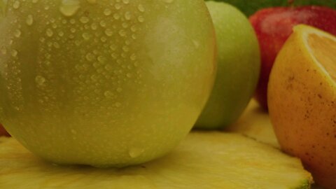 Different types of fresh fruit in presentation video