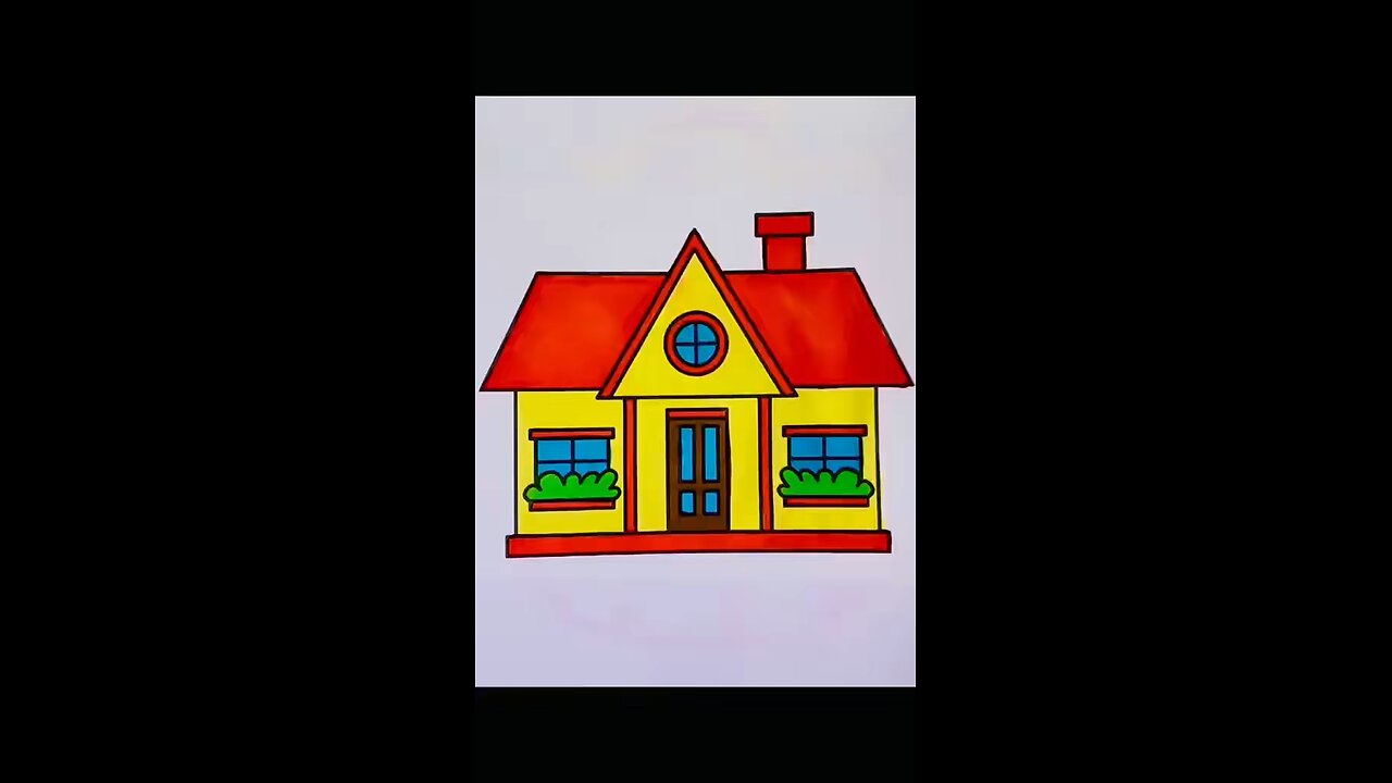 Incredible house sketching and colouring