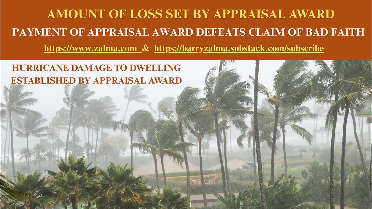 Amount of Loss Set by Appraisal Award