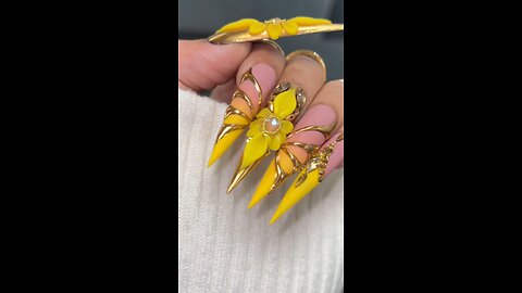 Bold Yellow Flower Nail Art 🌼💛 | Full Nail Floral Design 2025