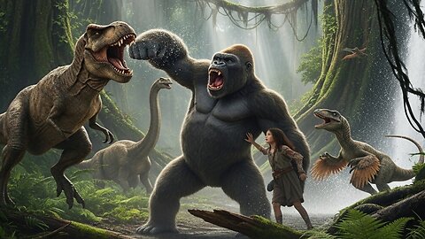 King of the Jungle Saves Girl From Dinosaurs | Epic Scene