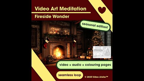 Video Art Meditation Relaxation Stress-Relief Colouring Pages Christmas Fireplace Ambience Decor