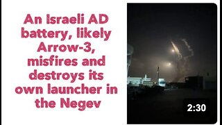 🇮🇱/🇮🇷 WATCH: An Israeli AD battery, likely Arrow-3, misfires and destroys its own launcher in the Negev