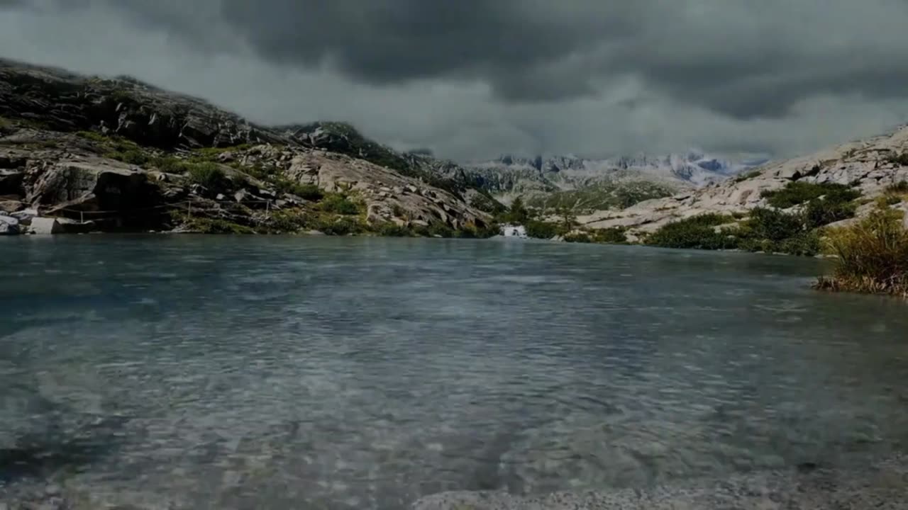 Rain in a Mountain Pond