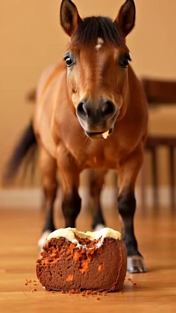 Pony trying Carrot Cake for the first time.