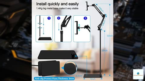 SAMHOUSING Tablet Floor Stand, Adjustable Universal 360-degree Rotatable Metal Tablet Hold