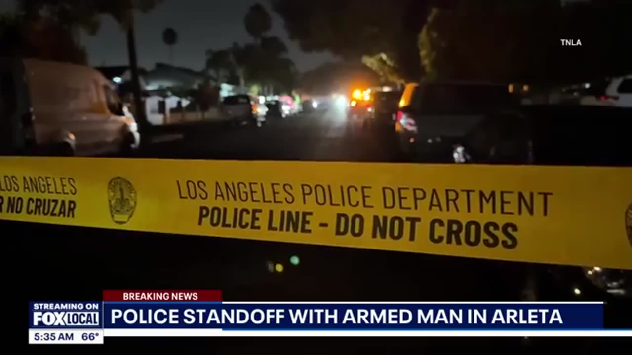LAPD in standoff with armed man in Arleta