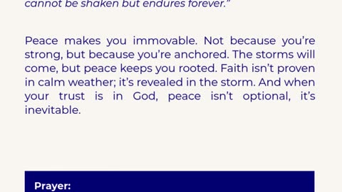 Peace That Is Not Shaken