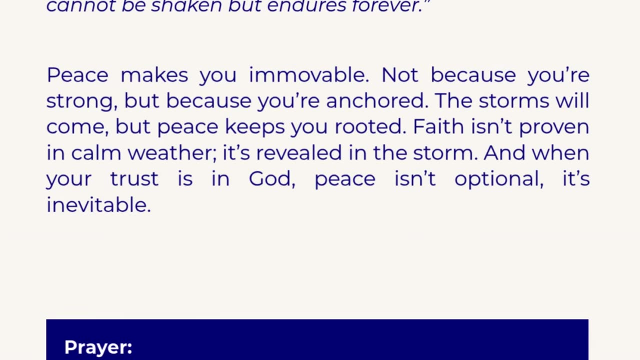 Peace That Is Not Shaken